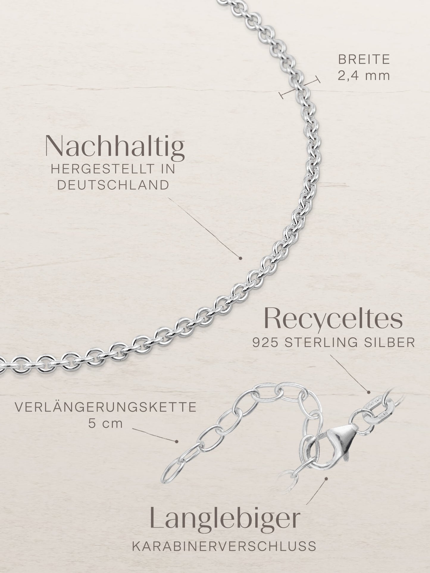Fußkette Silber Detailansicht nachhaltig recycelt