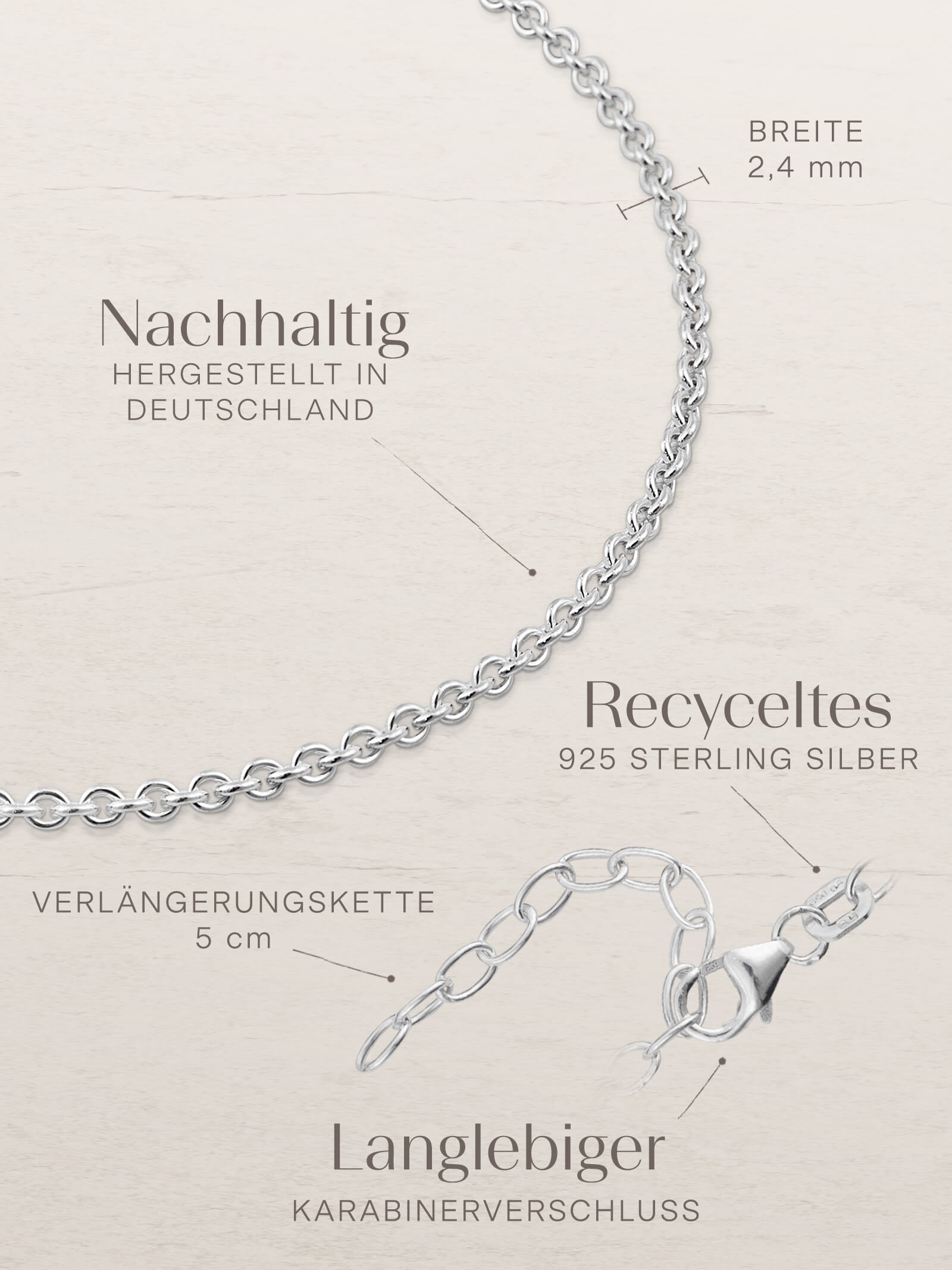Fußkette Silber Detailansicht nachhaltig recycelt