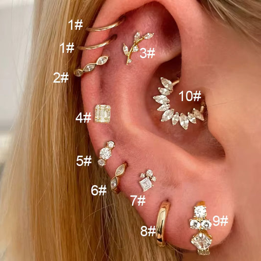 Zirkonia Creolen – Edelstahl Ohrringe für Helix, Tragus & Lobe