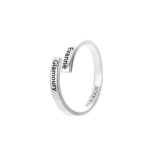 Personalisierter 2-Namen Ring Sterling Silber – Italienische Handwerkskunst