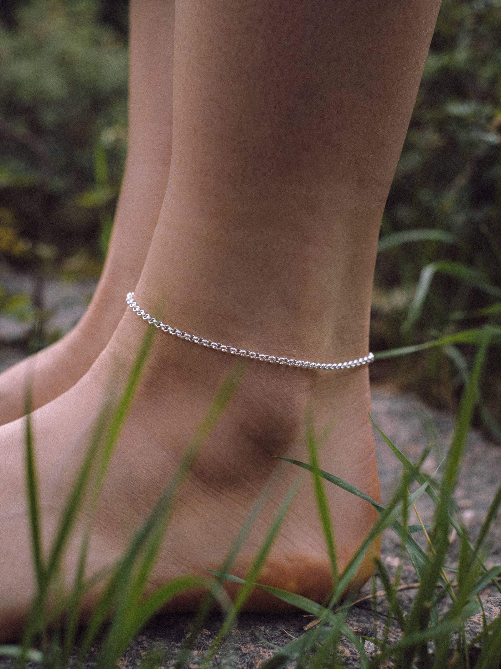 Fußkette 925 Sterling Silber Tragebeispiel Sommer